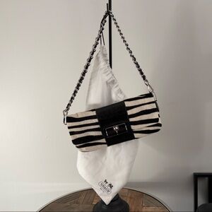 Coach Black and White Striped Shoulder Bag